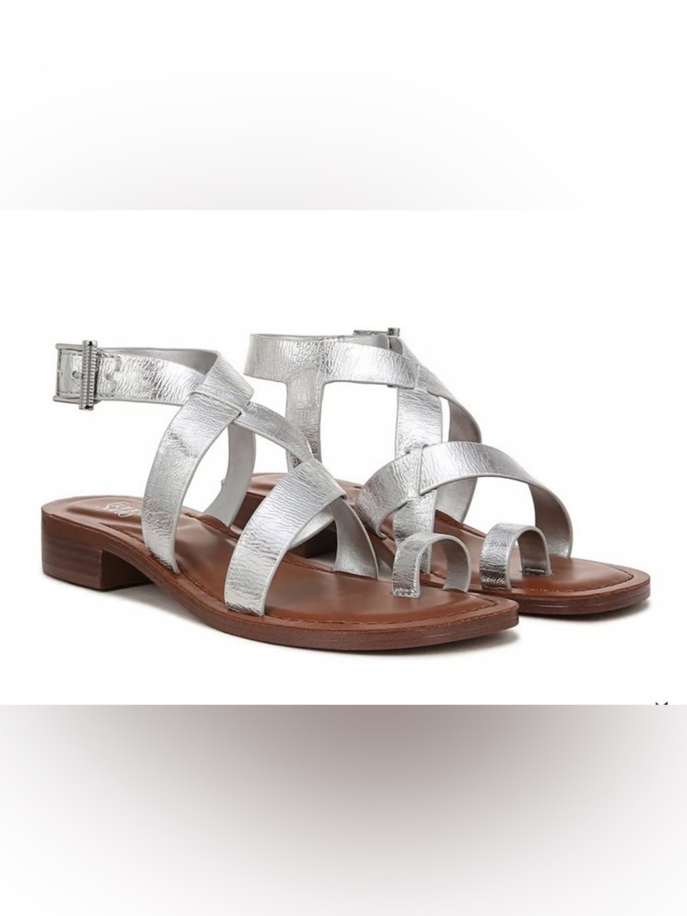 FRANCO SARTO INA Women's Silver Metallic Strappy Sandals. Sz 7.5. NWT